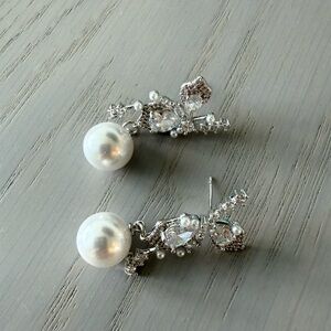 Elegant Silver and Pearl Drop Earrings